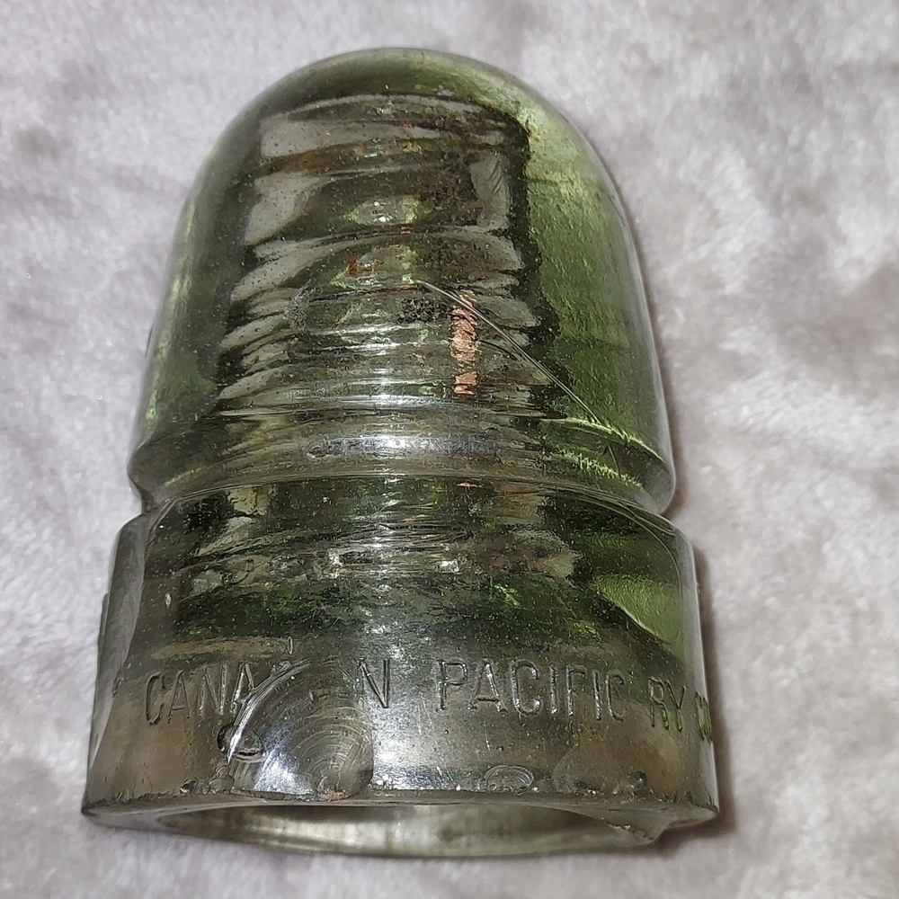 Vintage Canadian pacific ry Co Glass insulator 1885